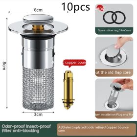 Long Pop-Up Sink Drains Filter Bathroom Press Bounce Basin Plug Stopper Wash Basin Hair Catcher Sink Strainer Kitchen Supplies (Option: A-10PCS)