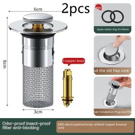 Long Pop-Up Sink Drains Filter Bathroom Press Bounce Basin Plug Stopper Wash Basin Hair Catcher Sink Strainer Kitchen Supplies (Option: A-2PCS)