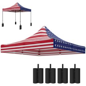 Replacement Canopy Top For Up Canopy Tent With 4 Sand Bags, UPF50 Protection, American Flag (Option: American Flag)