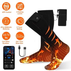 Heated Socks for Men Women Electric Heating Socks with APP Control 5000mAh Battery Rechargeable Thermal Socks Winter Warm Socks for Skiing Hiking (Color: as picture)